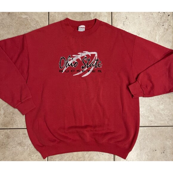 Vintage Ohio State Buckeyes Sweater Mens L Red B Wear Sweatshirt Embroidered USA - Picture 3 of 8